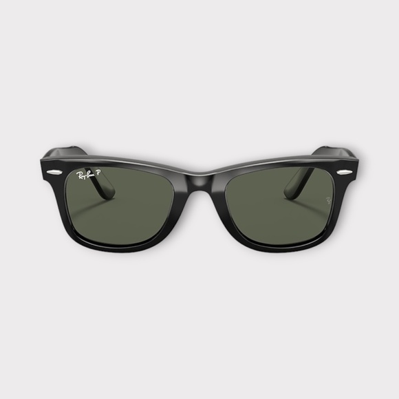 Ray-Ban Wayfarer Square Sunglasses. Black Frame, Green Polarized Lens. 50mm - Picture 1 of 6
